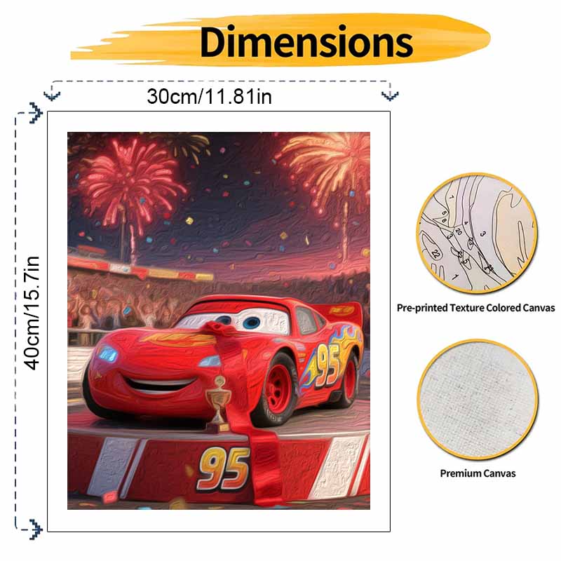 Disney Lightning McQueen Digital Oil Painting Art Kit Hand Painted Home Decor
