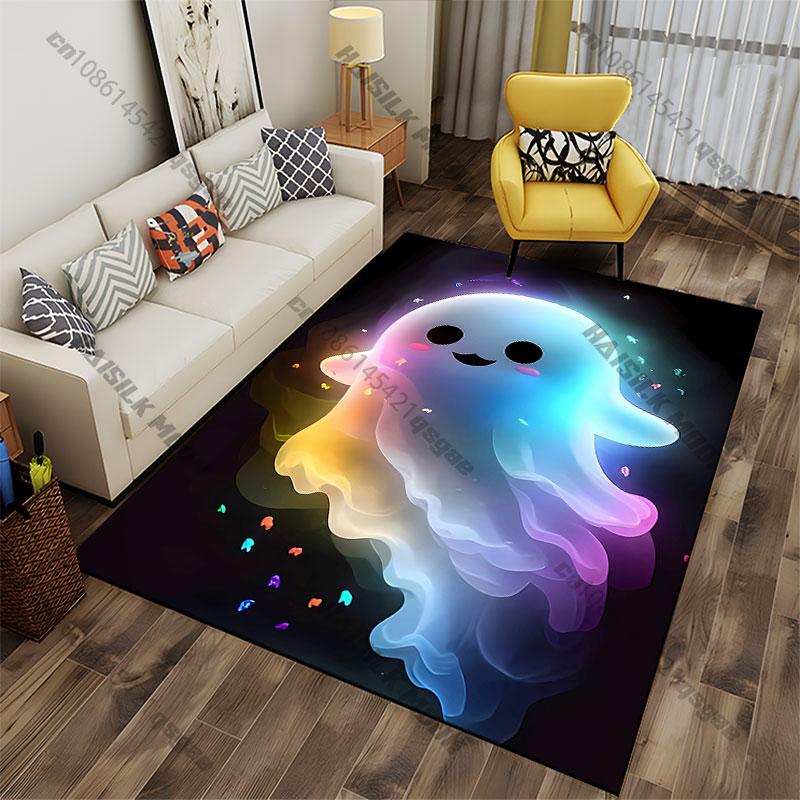 Cute colorful glowing ghost carpet Yoga living room room decor children's crawling mat doormat area rug games mat