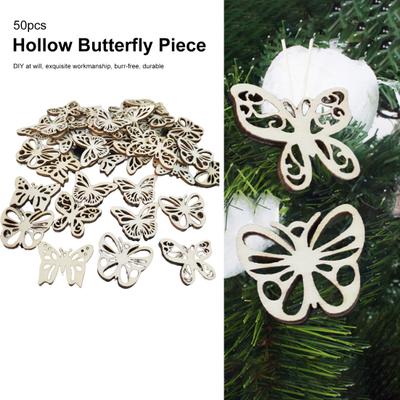 50 Buc Așchii Lemn Fără Bavuri Design Gol DIY Portabil Lemn Gol Decor Embelishment Fluture pentru Copii