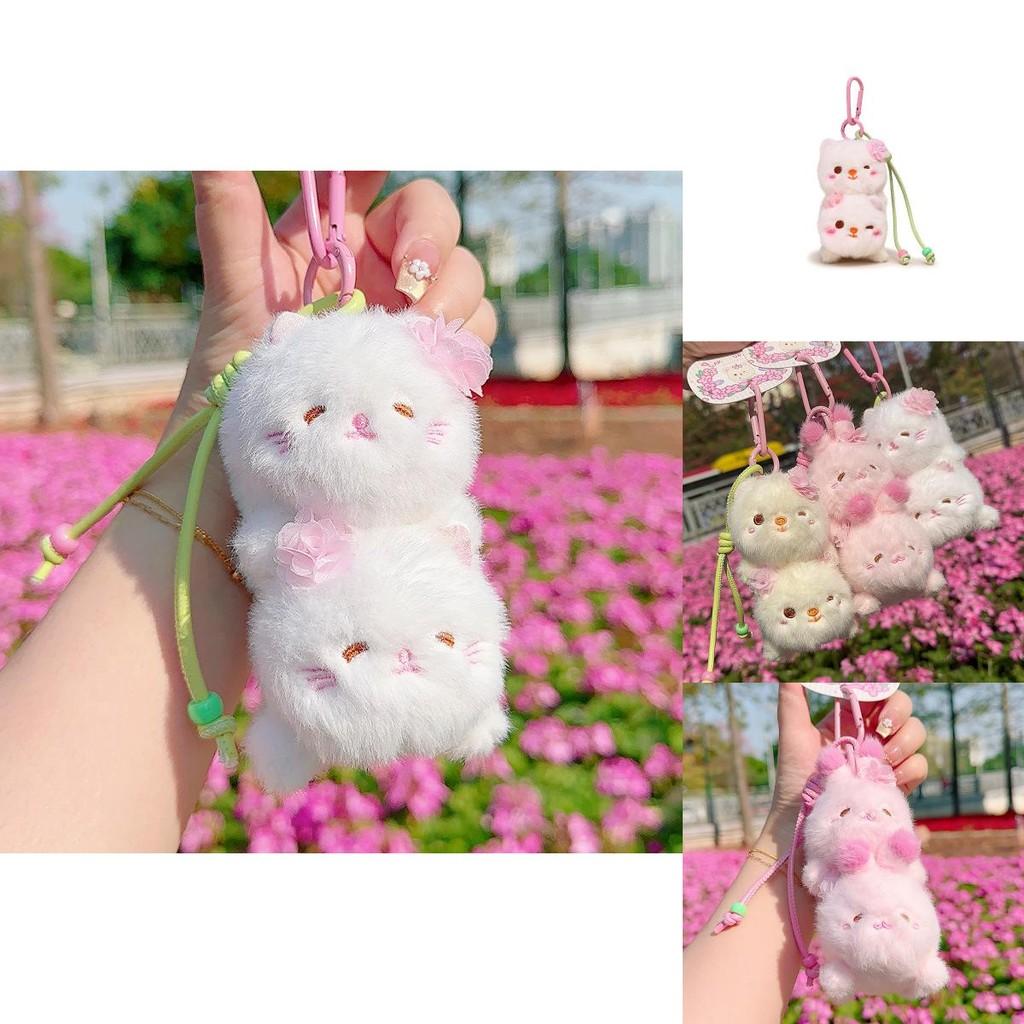 Sakura Season Cat Bear Rabbit Plush Animal Keychain With Soft Plush Material For Gift Giving
