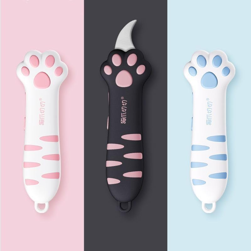 Retractable Cat Paw Utility, Cute Utility, Multi-Purpose Packing, Women's Box Cutter, Women's Portable Retractable Cat, Gift Bottle Opener (pink)