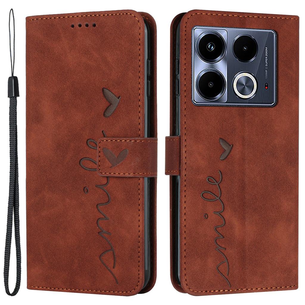 For Infinix Note 40 Case PU Leather Folio Phone Cover Imprinted Love Heart