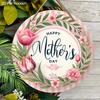 1pc“Happy Mother's Day” Sign Wood Decorative Signs and Plaques Home Decor -Carnation Wreath Pattern - Mother's Day, Birthday Gift- 7.87in/20cm