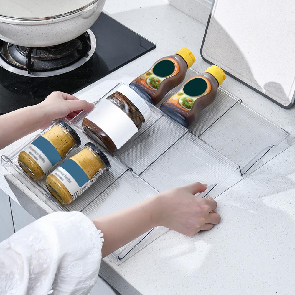 Kitchen Spice Organizer Adjustable Telescopic Spice Rack Organizer Easy-to-clean Reusable Kitchen Drawer Solution with 3 Tier