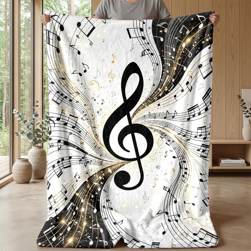 Music Notes Harmony 1 Theme blanket Lightweight Warm Flannel Blanket Decorative Throw Blanket for Home Decoration