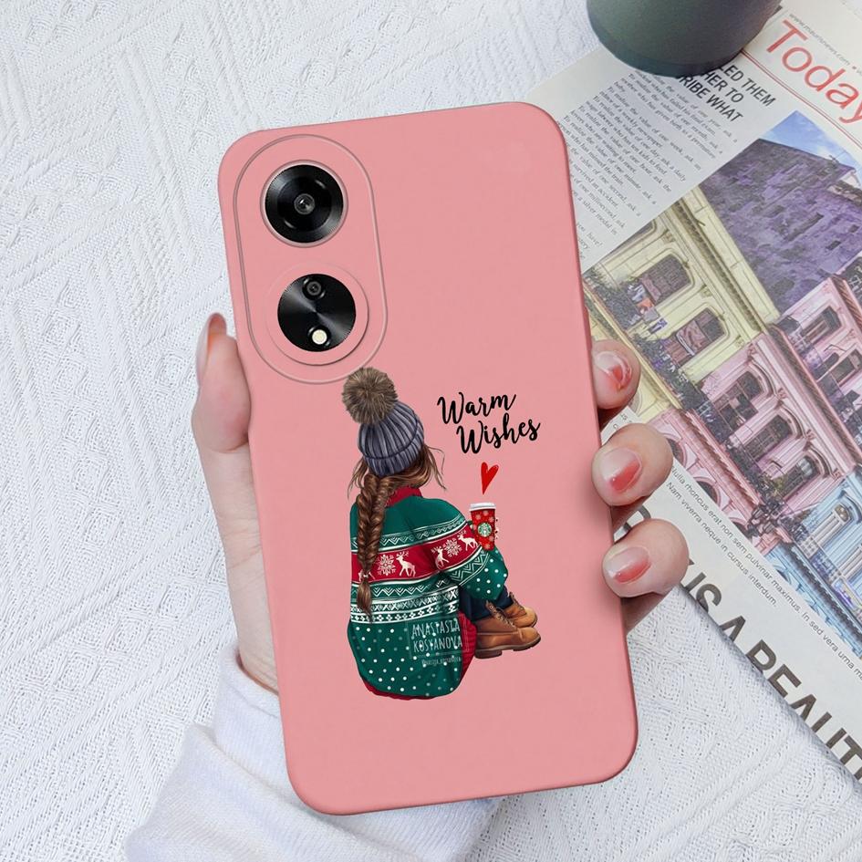 Casing For Oppo A35 A11 A1K A7 A15 A55 A1 A52 Phone Cover Elegant Sweet Girl Pattern Liquid Silicone Anti Slip Protective Advanced Shell For Oppo Capa