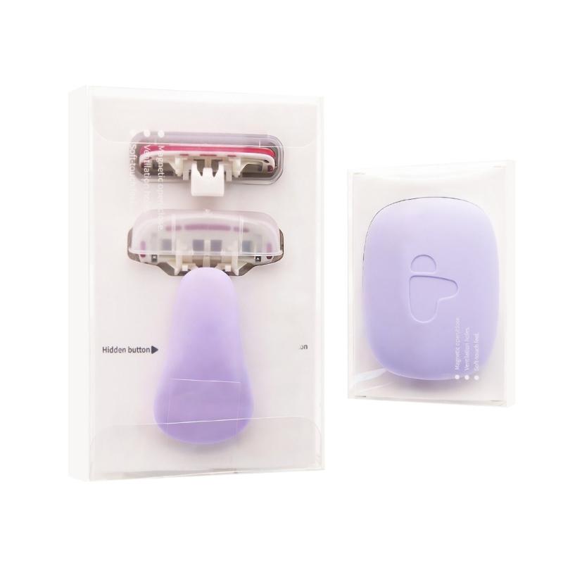 

1pc Efficiency Women s Shaving with Quick Hair Removal Slip Rubber Handle Secure for Wet Conditions фиолетовый