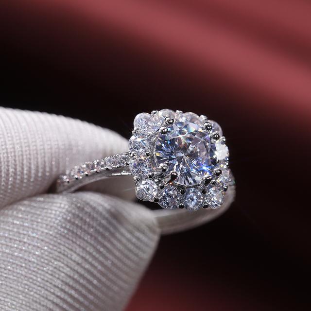 New High-quality Silver Plated Women Wedding Engagement Rings with Brilliant Cubic Zirconia Crystal Bridal Eternity Jewelry