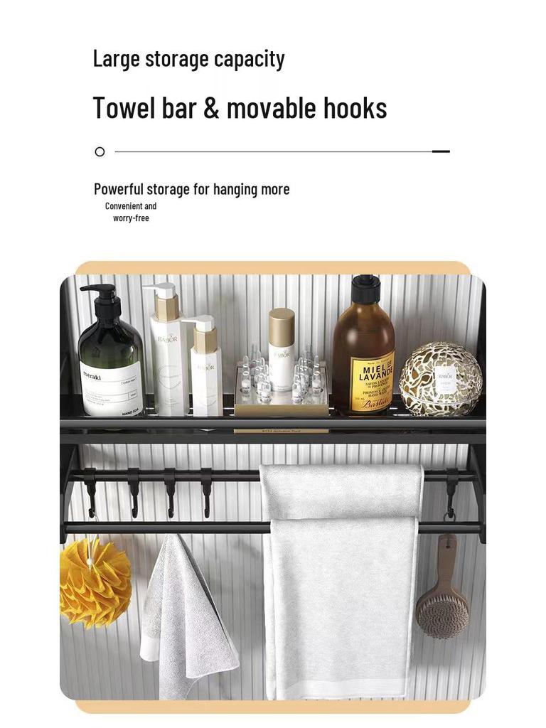 Wandmontierter, stanzfreier Handtuch- und Badezimmerregal aus Edelstahl