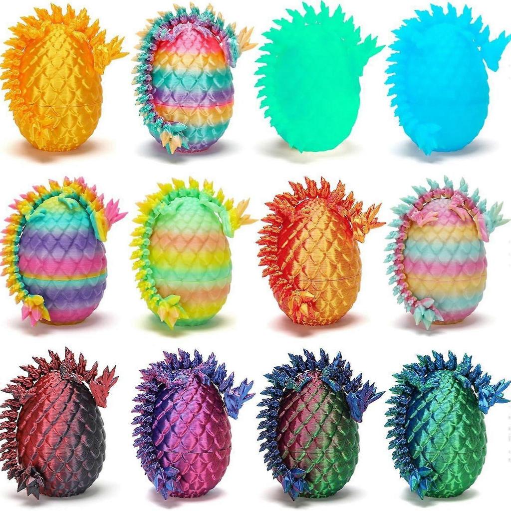 12PCS 3D Printed Dragon Toys Eggs with Dragon Inside, Basket Stuffers for Boys & Girls, Easter Theme Party Favors, Easter Egg Hunt, Classroom Prize Su