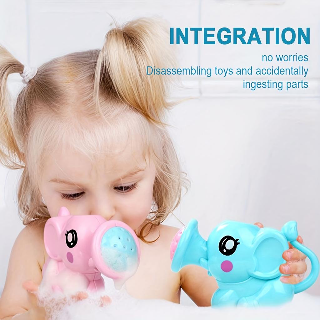 1pc Youngsters Bath Toys Cute Cartoon Elephant Shower Kettle, Pink And Blue Elephant Design, Fun Bath Time Water Play Accessories