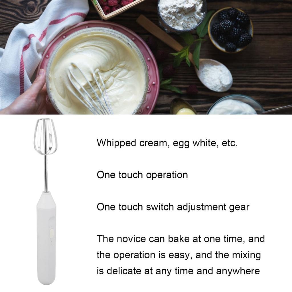 Electric Handheld Egg Beater Electric Milk Frother Coffee Blender Milkshake Blender Foamer Kitchen Tools White