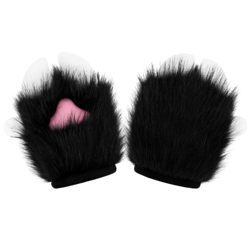 Anime Cosplay Furry Paws Gloves Soft Plush Costume Accessory For Role Playing And Themed Parties