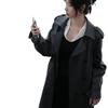 Extra Langer Grauer Trenchcoat für Große Frauen - Frühjahr/Herbst 2025 Kollektion