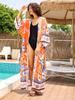 EDOLYNSA Böhmische bedruckte Bikini-Vertuschungen, elegantes Kimono-Kleid mit Gürtel, Tunika, 2024 Sommer, Damen, Übergröße, Strandbekleidung, Badeanzug-Vertuschungen Q996