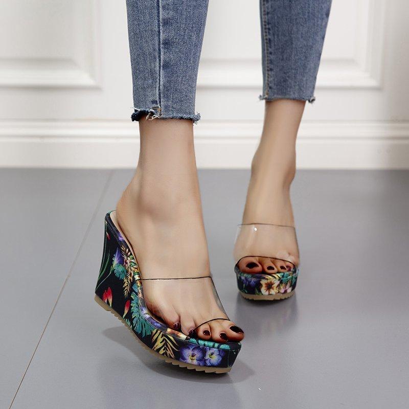 Clear Heels Slippers Women Sandals Summer Shoes Ladies Transparent PVC Pumps Wedding Comfort Women's Party Sandal High Heel