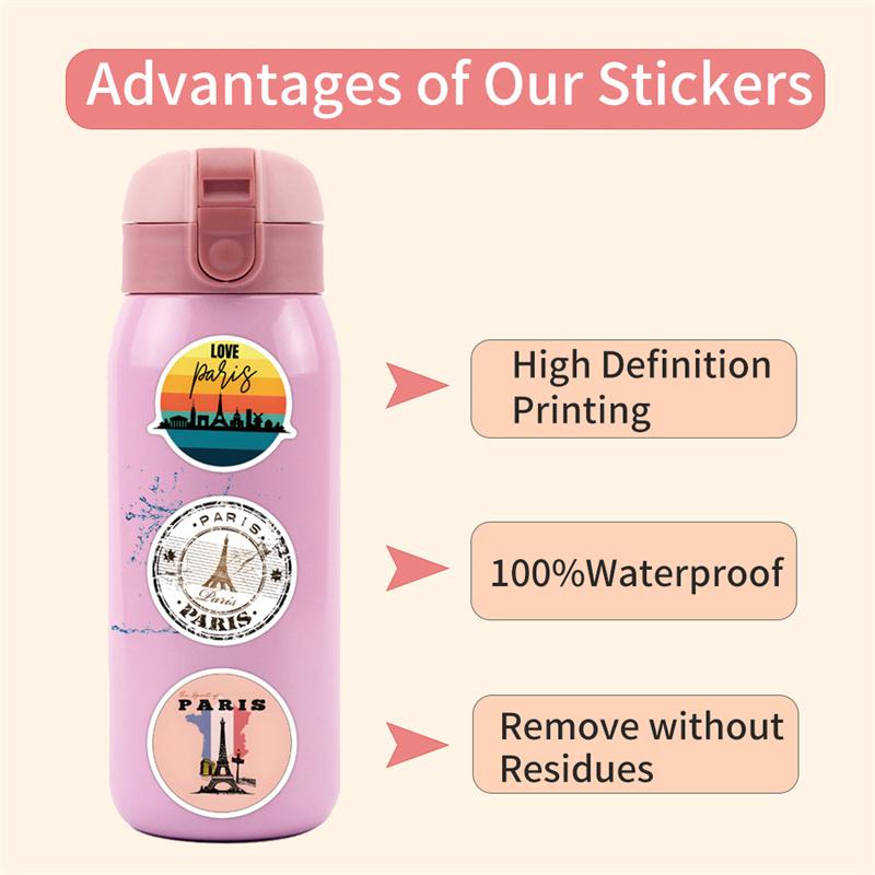 55Pcs France Paris Landscape Stickers Eiffel Tower Decals Diy Motorcycle Luggage Guitar Cartoon Cool Graffiti Decal Sticker