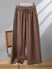 High Waist Wide Leg Pants Women's Zen Clothing Autumn Cotton Linen Nine Points Drapey Tai Chi Pants Large Size Casual Trousers
