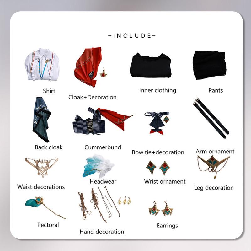 Genshin Impact Alhaitham Kaveh Cosplay Costume With Accessories For Game Role Play