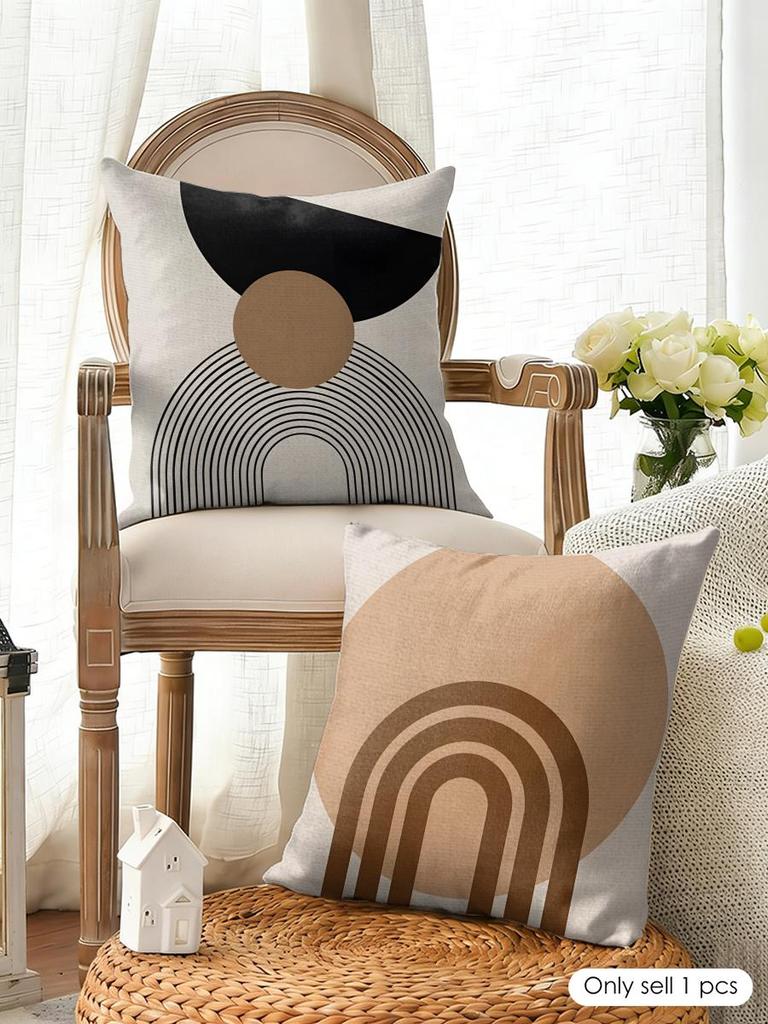 Nordic Abstract Art Cushion Cover Natural Linen Organic Fabric Double-Sided Printing Breathable Perfect For Home Decor