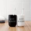 1pc Slogan Graphic Mouthwash Cup, Simple Couple Toothbrush Cup, Plastic Gargle Cup, Bathroom Tumbler, Bathroom Accesso