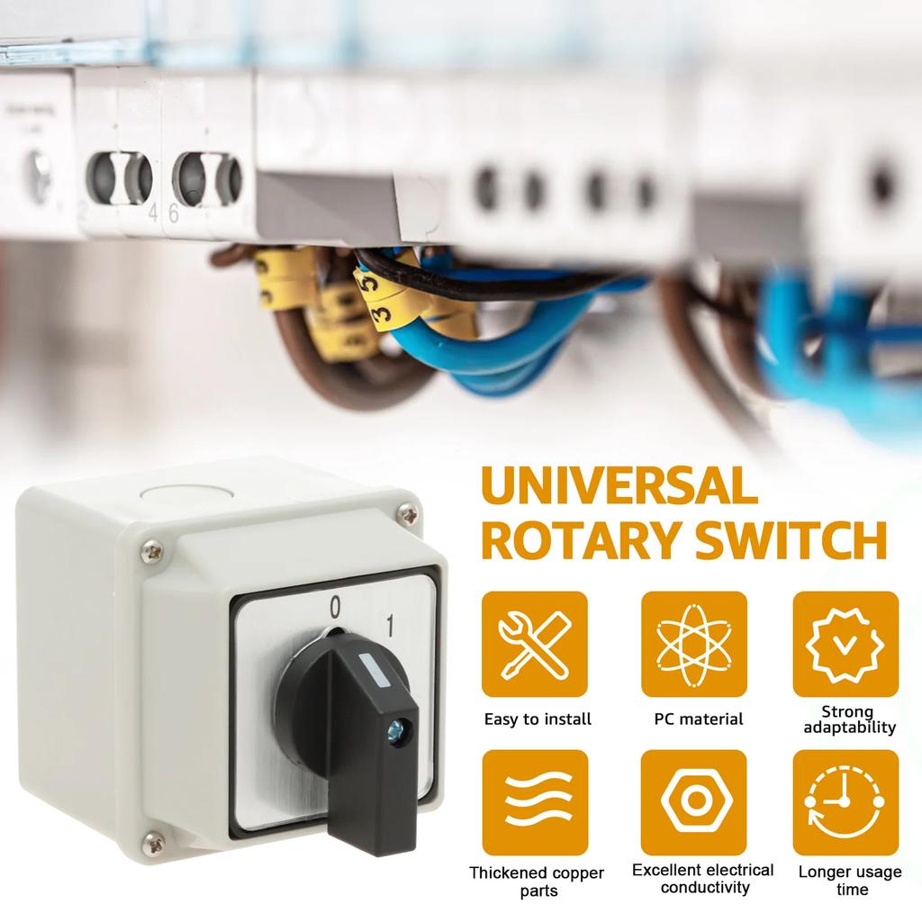 220V Universal Rotary Switch ON OFF 2 Positions with Flame Retardant & Waterproof Exterior Box with Master Switch Exterior Home