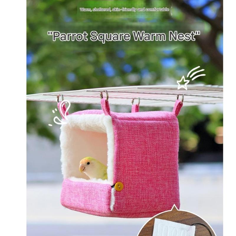 Soft USB Heated Bird Nest Comfortable Hanging House for Parrots with Modifiable Temperature Control Fleece