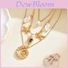 Beach Shell Necklace Geometric Pendant Multilayer Summer Vacation Jewelry For Women