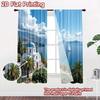 2D Flat Photography Backdrop Scene Backdrop Coastal Greek Church View 100% Polyester Party & Holiday Decor Perfect for