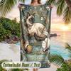 Animal Print Fusion Theme Quick Dry Beach Towel Custom Name Text Print Large Sand Resistant Towel Beach Vacation