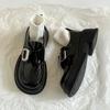 Loafers women's 2025 new spring and autumn black shoes women's British style platform small leather shoes buckle Mary Jane single shoes