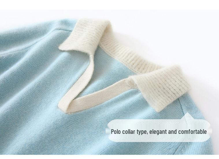 Patchwork Lapel Cashmere Sweater: Women's Slimming Knitwear Pullover