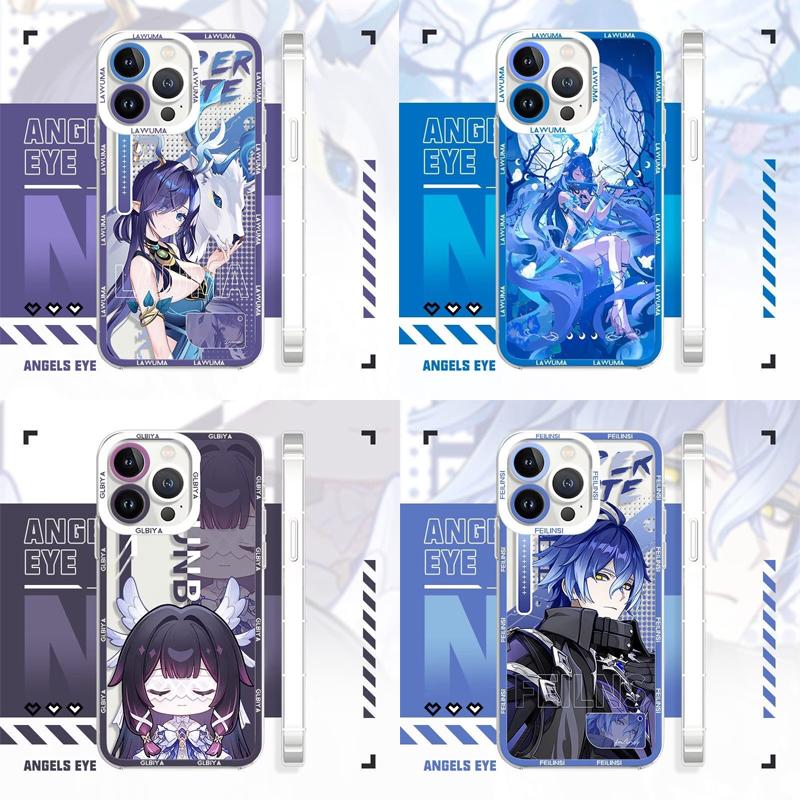 Genshin Impact Lauma Flins Columbina Phone Case For IPhone 11 12 14 15 16 Pro Max Mini X XS Max 7 8 6 6S Plus Transparent Cover