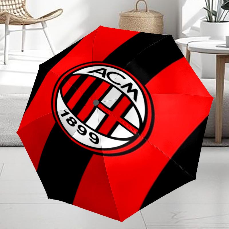 AC Milan Theme Automatic Umbrella, Lightweight & Portable, 8 Rib, Perfect for Outdoor Travel, Birthdays, Christmas, Gifts.