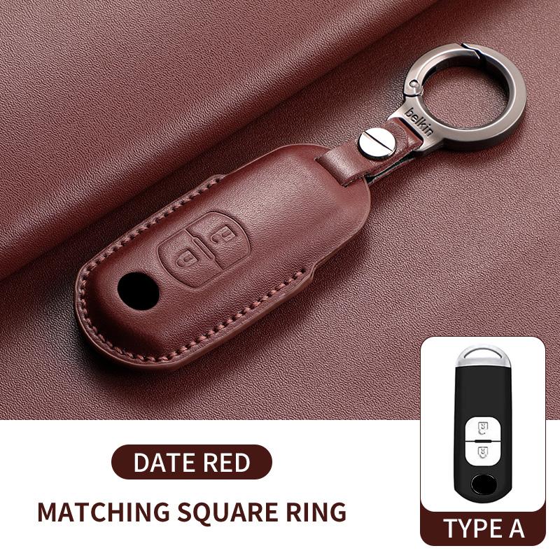 

Leather Car Key Case Cover Shell For Mazda 3 6 Atenza Axela Demio CX5 CX3 CX7 CX9 MX5 Car Remote Keychain Case Shell Accessories