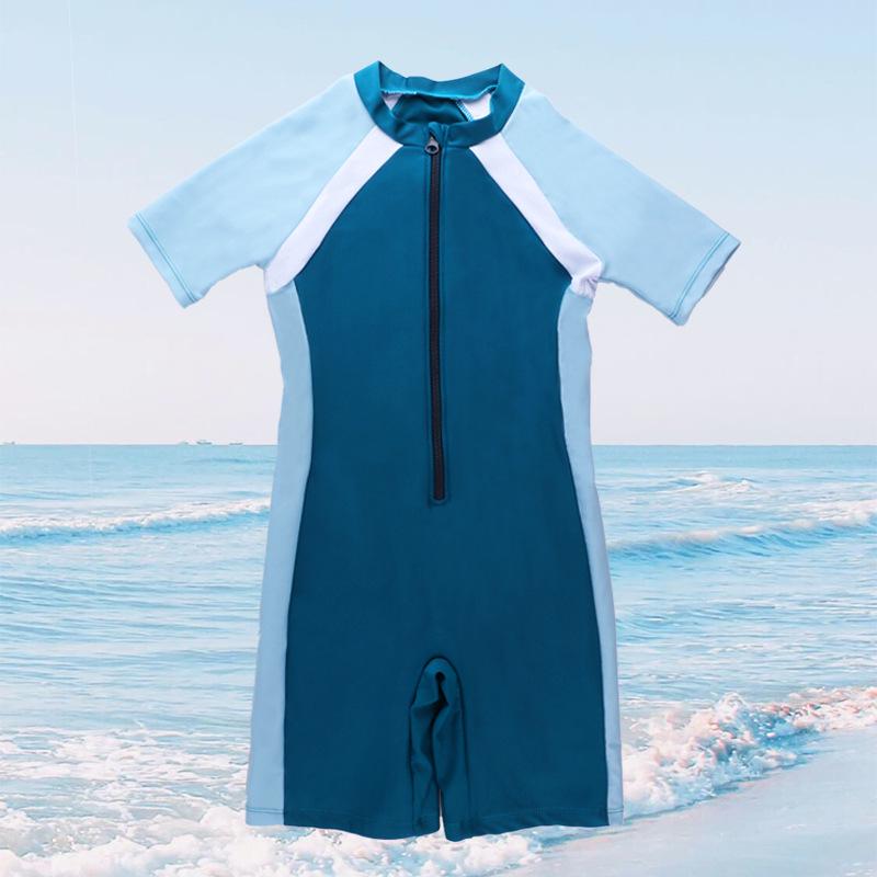 

Новый быстросохнущий купальник с коротким рукавом для мальчиков-подростков - Профессиональная тренировочная одежда для плавания 10# (30-40 lbs)