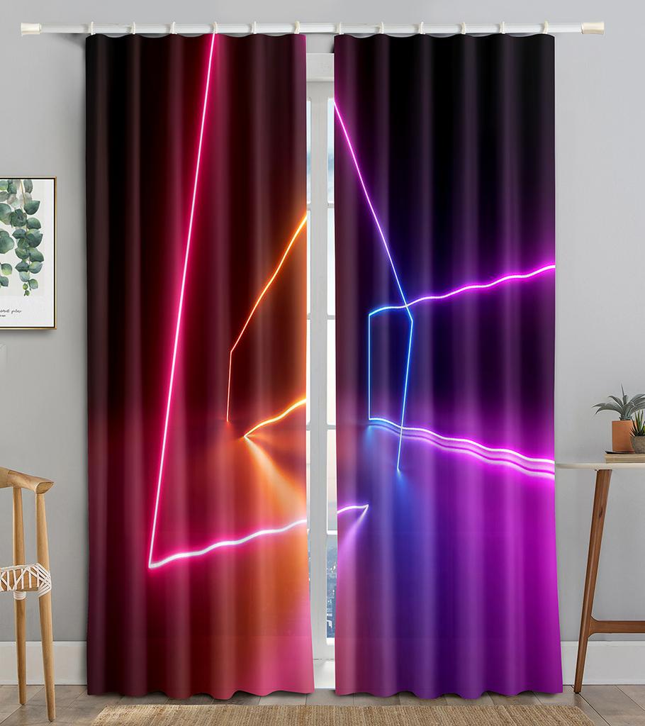 Neon Emitted Light Filtering 3D Printing WaveBlackout Window Panel Curtain Living Room Room Bedroom Bathroom Kicthen Door Cupboard Decor Hooks