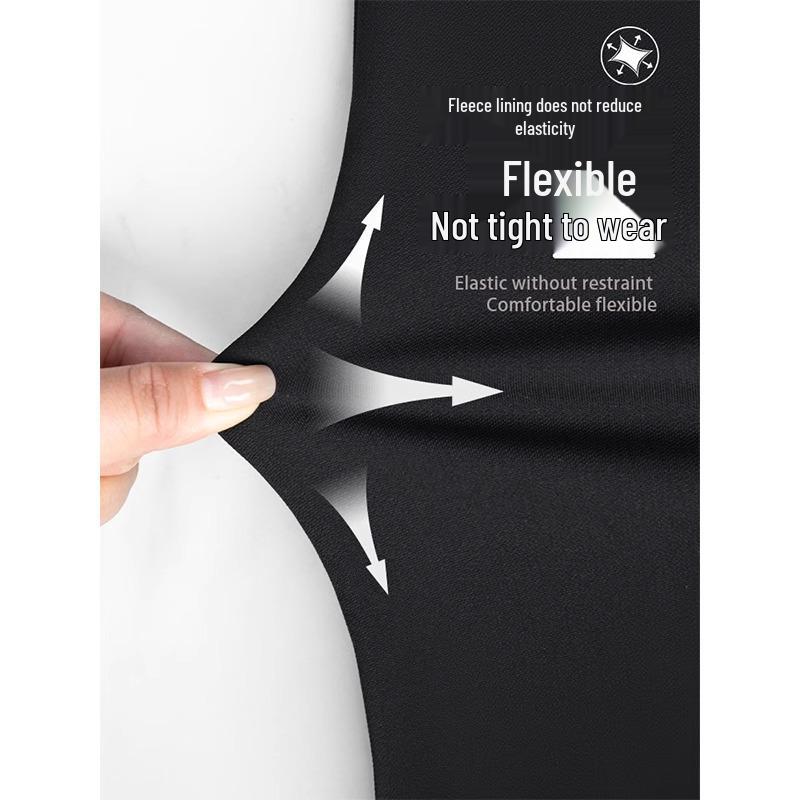 2025 Women's Black High-Waist Micro Flare Pants with Velvet, Slimming Drape, for Spring & Autumn