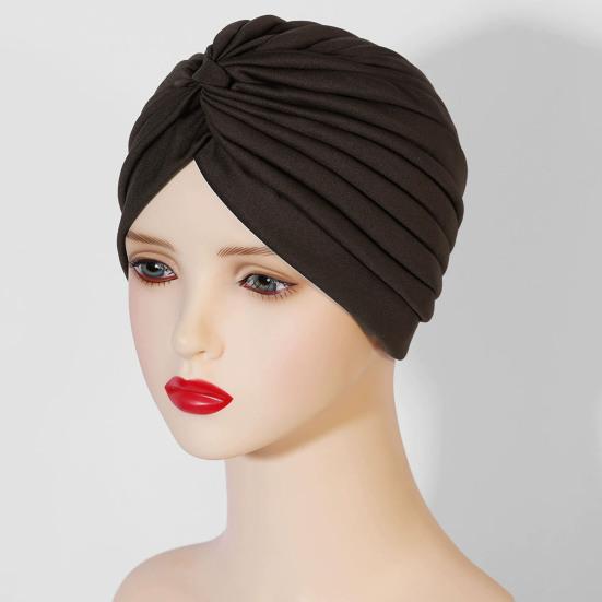Yoga Hat with Satin Lining Hair Protection Frizz Control Soft Breathable Turban Nightcap High-Elastic Pleated Fabric Turban Hat