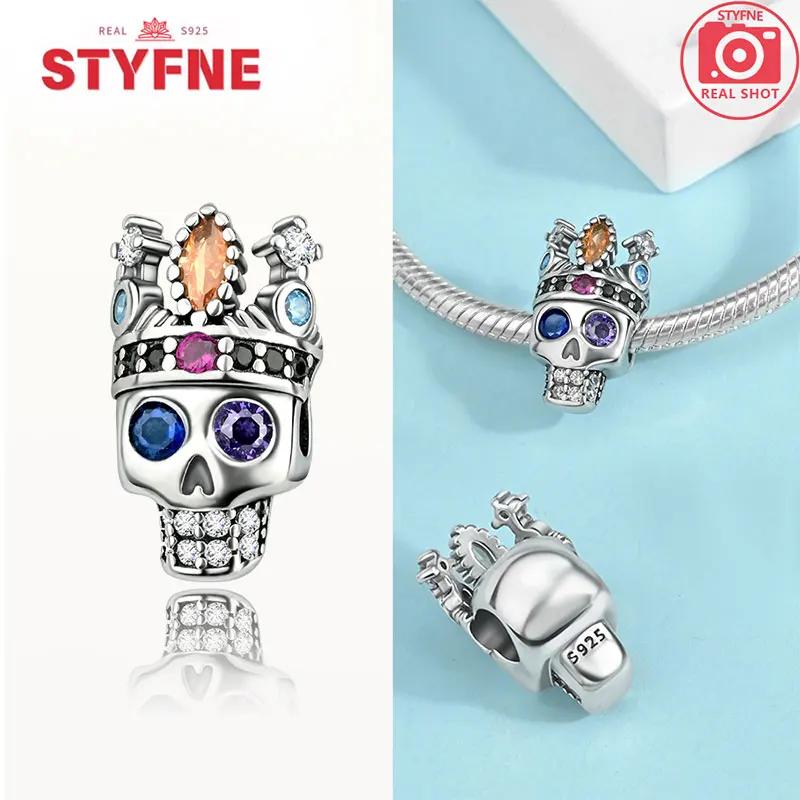 Genuine copper Luminous Halloween Charm Bead Charms Zombie Skeleton Dangle Bead Compatible With Authentic Bracelets Do It Yourself Fine Jewellery Gift