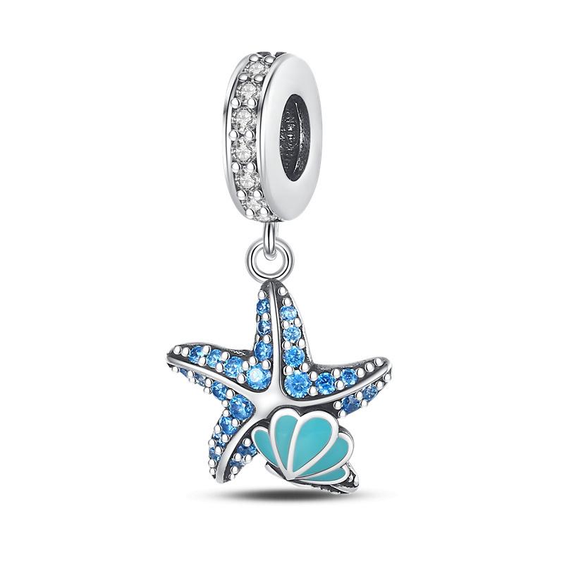 925 Silver Ocean Series Turtle Crab Charm Beads for 3mm Bracelet DIY Jewelry Making 100% Authentic