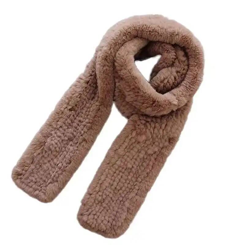 Rex Rabbit Fur Scarf Winter Medium Long fur Scarf Natural Fur Thickened Warm Fur Scarves Neck Warmer Female Real Fur Scarves