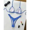Striped Bikini Set Women Swimsuit Two-Piece Lace Up Backless Female Swimwear Bathing Summer New Fashion Holiday Beachwear