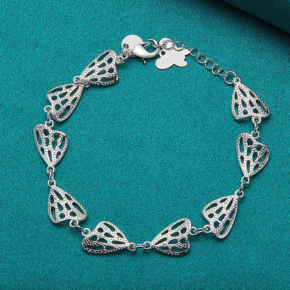 

Браслет-цепочка из стерлингового серебра 925 пробы с бабочкой, модные очаровательные ювелирные изделия 20cm