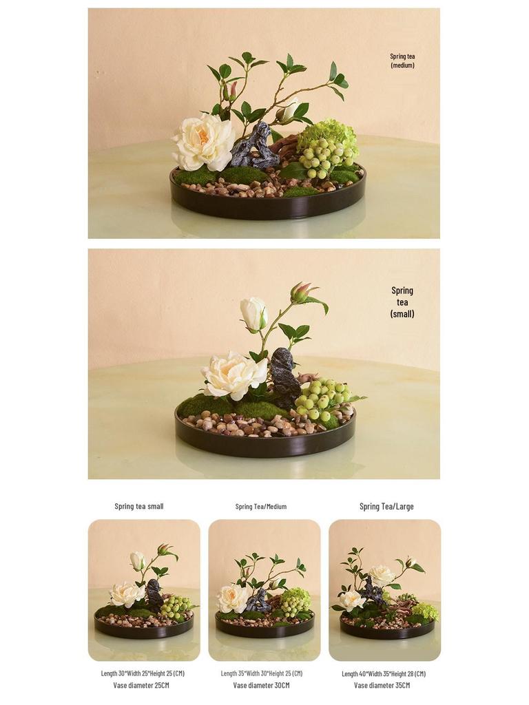 Large Round Table Turntable Centerpiece for Hotel Dining and Private Room Decor - Artificial Flower Art Landscape