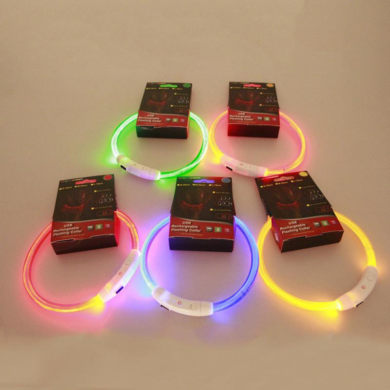 Flashing LED Light Collar Rechargeable USB Safety Collars Fits for All Dogs