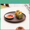 Assiette Bois Massif Noir Ronde Noyer Saucière Alimentaire Plateau de Service Dessert Plateau Service Gâteau Fruits Assiettes Vaisselle Table de Cuisine