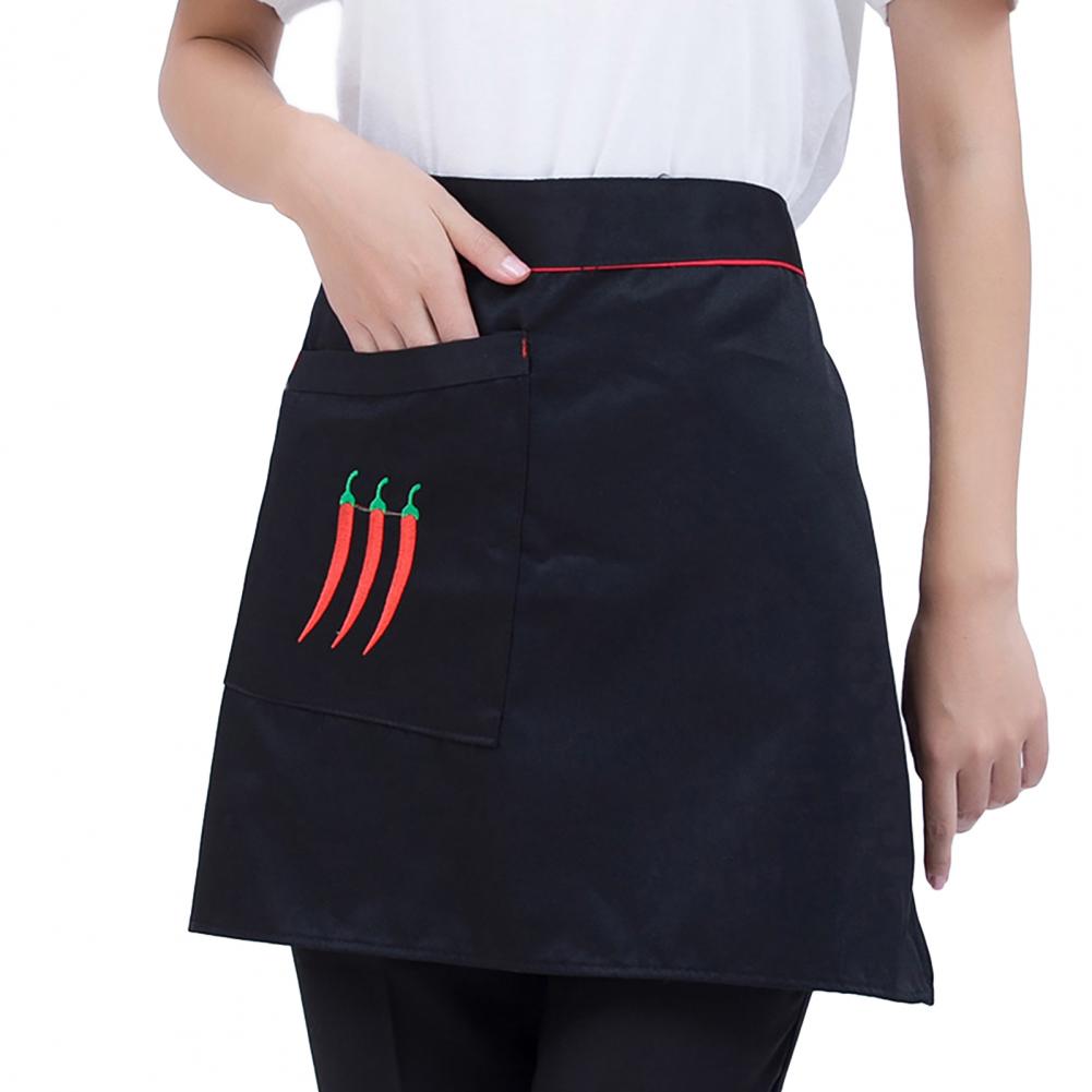 Kitchen Cooking Apron Unisex Striped Plaid Apron With Pocket Waterproof Men Women Waist Apron For Restaurant Bar Short Pinafore