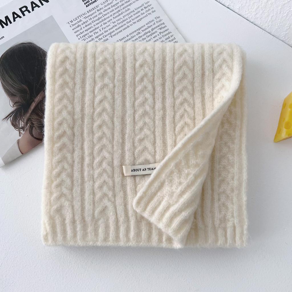 Premium Sense Simple Solid Color Including Scarf Women's Autumn and Winter Korean Atmosphere Warm Thick Knitted Versatile Scarf