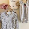 2025 Stylish Gray Sling One-Piece Swimsuit for Girls